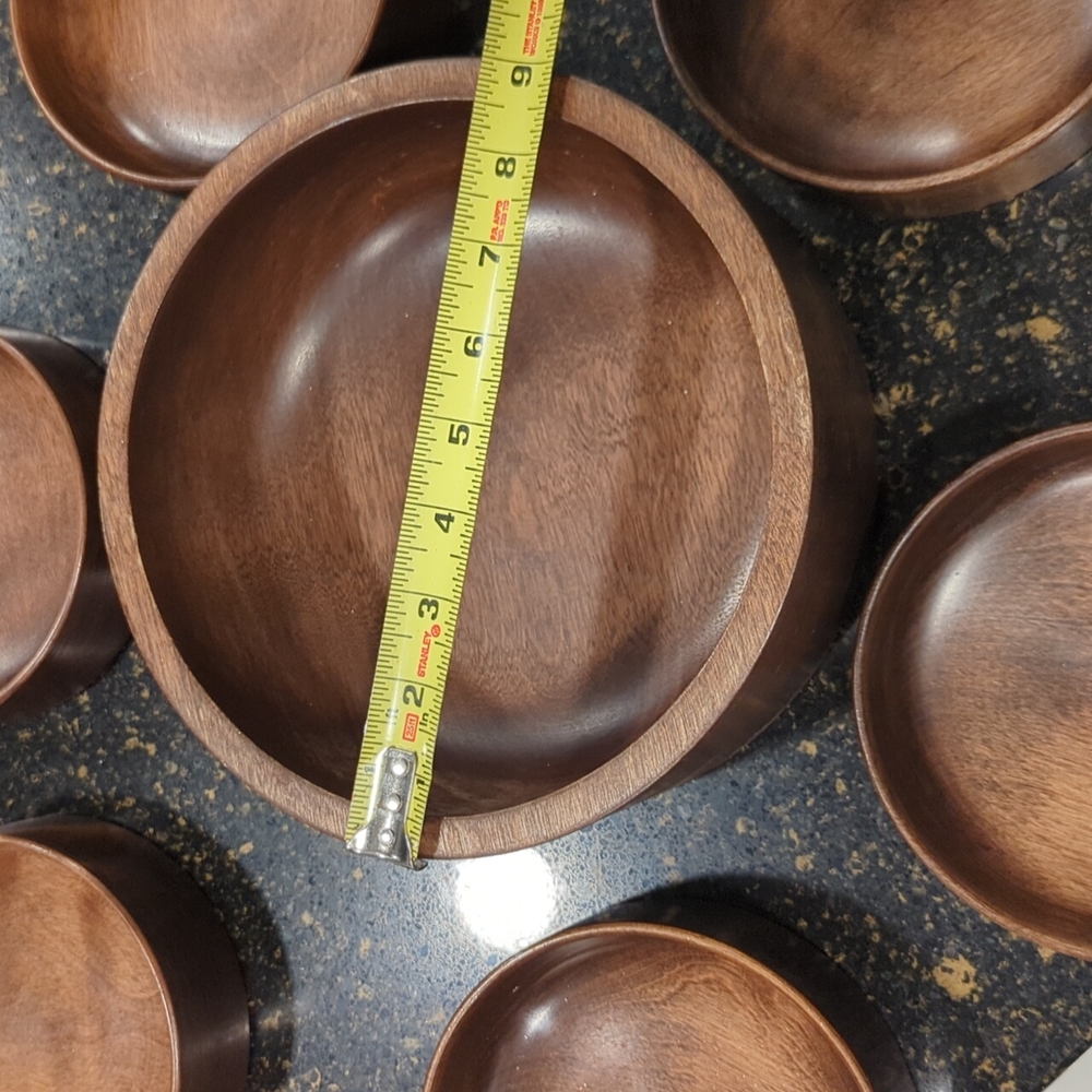 Hand turned wood bowl set - Picture 7 of 11